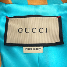 Load image into Gallery viewer, GUCCI Lipstick & Tool Print Jacket Size 38 Light Blue/Brown740422 Rayon98% Silk2%