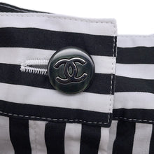 Load image into Gallery viewer, CHANEL Coco Beach Striped Pants Size 34 Black/WhiteP76233 Cotton 97% Polyurethane 3%