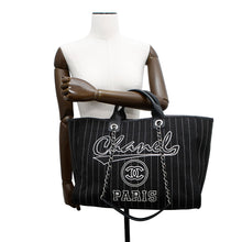 Load image into Gallery viewer, CHANEL ★Deauville 2WAY ChainTote Bag Black/WhiteA66941 Canvas Leather Size MM