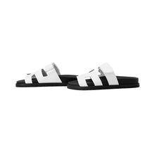 Load image into Gallery viewer, HERMES Sandals Chypre White/BlackH222100Z Calf Leather Chevre Leather Size 34