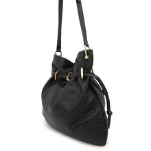 将图像加载到图库查看器中,GUCCI ★Horsebit1955 Drawstring Shoulder Bag Black602089 Leather