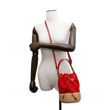 Load image into Gallery viewer, PRADA ★Drawstring bucket bag Red1BH115 Canvas Raffia