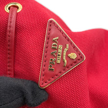 Load image into Gallery viewer, PRADA ★Drawstring bucket bag Red1BH115 Canvas Raffia