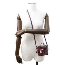 Load image into Gallery viewer, Dior Heart 2-Way Shoulder Vanity Pouch Navy/Red Leather