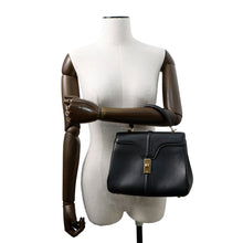 将图像加载到图库查看器中,CELINE 16 SEISE 2WAY Handbag Black188003 Calf Leather Size Small