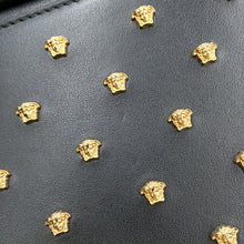 将图像加载到图库查看器中,Gianni Versace Medusa Studded Shoulder Bag Black Leather
