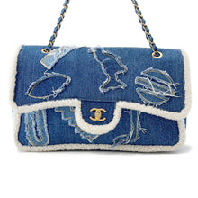 将图像加载到图库查看器中,CHANEL Egyptian Line Single Flap Chain Shoulder Blue Denim Mouton