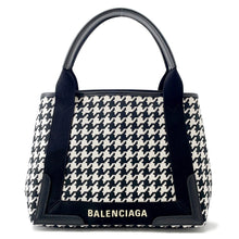 Load image into Gallery viewer, BALENCIAGA Navy Kabas White/Black339933 Canvas Leather Size S