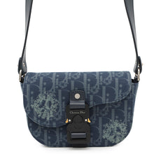 将图像加载到图库查看器中,Dior Oblique Dior Tears Saddle Messenger Bag Blue/Navy2ADCA435DDO Canvas Leather Size Mini