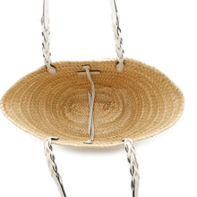 将图像加载到图库查看器中,PRADA Woven Palm Basket Bag Natural/White1BG314 Straw Leather