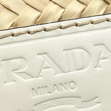 将图像加载到图库查看器中,PRADA ★Woven Palm Basket Bag Natural/White1BG314 Straw Leather