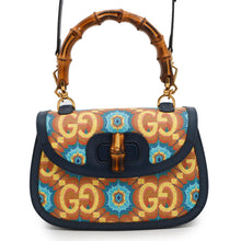 Load image into Gallery viewer, GUCCI ★Bamboo 1947 GUCCI100 2-Way Handbag 100th Anniversary Model Blue/Orange678489 Bamboo Leather Size Medium