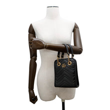 Load image into Gallery viewer, GUCCI GG Marmont Quilted Mini 2WAYHandbag Black696123 Leather