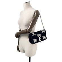 将图像加载到图库查看器中,BURBERRY ★Rola Bag TB Logo Crystal Bag Black Velvet Rhinestone