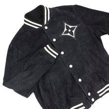 将图像加载到图库查看器中,LOUIS VUITTON Embellished Lambskin Bomber Jacket Size 46 Black1AFXEM Calf Leather Rhinestone