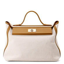 Load image into Gallery viewer, HERMES 24/24 Sac Van Quatre Sesame/Ecru Toile H Swift Leather Size 35