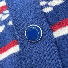 将图像加载到图库查看器中,HERMES Kanoe H Cardigan Size 38 Blue Cashmere48% Silk48% Nylon3%Polyurethane1%