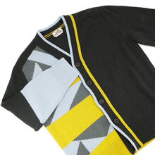 Load image into Gallery viewer, HERMES Tangram Striped Cardigan Size XL Yellow/Green/Blue Cashmere100%