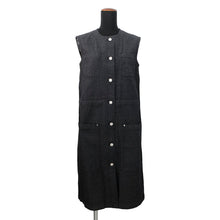 将图像加载到图库查看器中,HERMES Denim sleeveless dress with Serie buttons Size 36 Black Denim