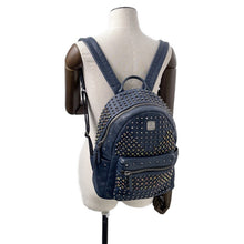 Load image into Gallery viewer, MCM Studded Backpack Navy Leather