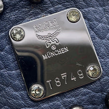 Load image into Gallery viewer, MCM Studded Backpack Navy Leather