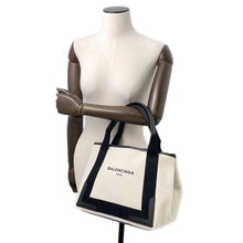将图像加载到图库查看器中,BALENCIAGA Navy Kabas White/Black339933 Canvas Leather Size S