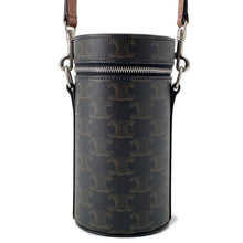Load image into Gallery viewer, CELINE ★Triomphe Cylindrical Shoulder Bag Black/Brown PVC Leather