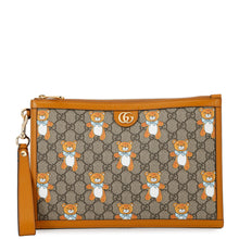 将图像加载到图库查看器中,GUCCI KAI x GUCCI Teddy Bear GG Supreme Clutch Bag Yellow/Beige660162 PVC Leather