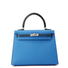 Load image into Gallery viewer, HERMES ★Kelly Sellier Tricolor Blue Zanzibar/Blue de Prusse/Black Epsom Size 25