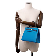 Load image into Gallery viewer, HERMES ★Kelly Sellier Tricolor Blue Zanzibar/Blue de Prusse/Black Epsom Size 25