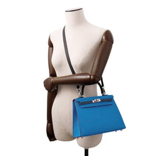 Load image into Gallery viewer, HERMES ★Kelly Sellier Tricolor Blue Zanzibar/Blue de Prusse/Black Epsom Size 25