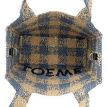将图像加载到图库查看器中,LOEWE Loewe Font Tote Natural/Light BlueALF1B59X16 Raffia Size Small