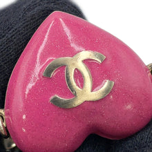 将图像加载到图库查看器中,CHANEL Heart Rhinestone Pearl Long Necklace Pink Gold Plated Rhinestone Faux Pearl