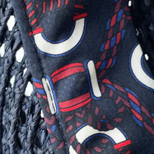 Load image into Gallery viewer, HERMES Cap Garate Serie Button Size 58 Navy Raffia100%