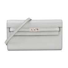 Load image into Gallery viewer, HERMES ★Kelly Wallet Long To Go Argent Chevre Shamqila