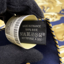 Load image into Gallery viewer, HERMES Gavroche Scarf Freshly Painted Size 45 Blue Noir/BronzeH892685S Silk100%