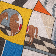 将图像加载到图库查看器中,HERMES Giant Square HERMES Horse Club HERMES HORSE CLUB Size 140 Gris Cine/Orange/Blue Cashmere70% Silk30%
