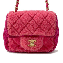 将图像加载到图库查看器中,CHANEL Mini Matelasse ChainShoulder Red/Pink Tweed Boa Size Mini