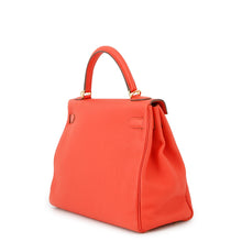将图像加载到图库查看器中,HERMES Kelly Orange Poppy Taurillon Clemence Size 32