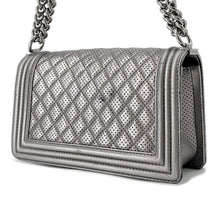 将图像加载到图库查看器中,CHANEL ★Boy Chanel ChainShoulder Bag SilverA67086 Lambskin Size 25