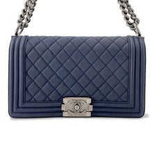 Load image into Gallery viewer, CHANEL Boy Chanel ChainShoulder Bag NavyA67086 Caviar Leather Size 25