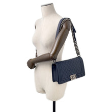 Load image into Gallery viewer, CHANEL Boy Chanel ChainShoulder Bag NavyA67086 Caviar Leather Size 25