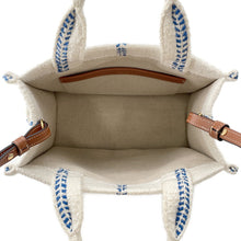 Load image into Gallery viewer, CELINE Small Cabas Thais Tote Bag White/Blue199162EYI.01BB Textile Leather Size Small