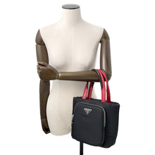 Load image into Gallery viewer, PRADA ★Cargo 2way Tote Bag Black/Red1BG270 Nylon Leather Size Small