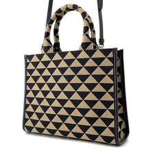 将图像加载到图库查看器中,PRADA Symbol EmbroideryFabric Small Handbag Black/Beige1BA354 Jaguar Leather
