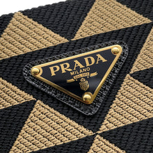 Load image into Gallery viewer, PRADA Symbol EmbroideryFabric Small Handbag Black/Beige1BA354 Jaguar Leather