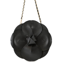 Load image into Gallery viewer, CHANEL ★Camellia ChainPochette Black Satin Leather