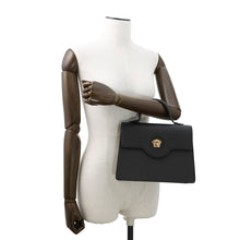 将图像加载到图库查看器中,VERSACE Versace 2-Way Bag Black Leather Size S