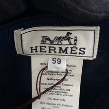 Load image into Gallery viewer, HERMES Cap Serena Nautic Size 59 Navy/White Cotton96% Polyurethane4%