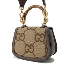 将图像加载到图库查看器中,GUCCI Bamboo 1947 Jumbo GG Top Handle Bag Beige/Brown686864 Canvas Leather Size Mini